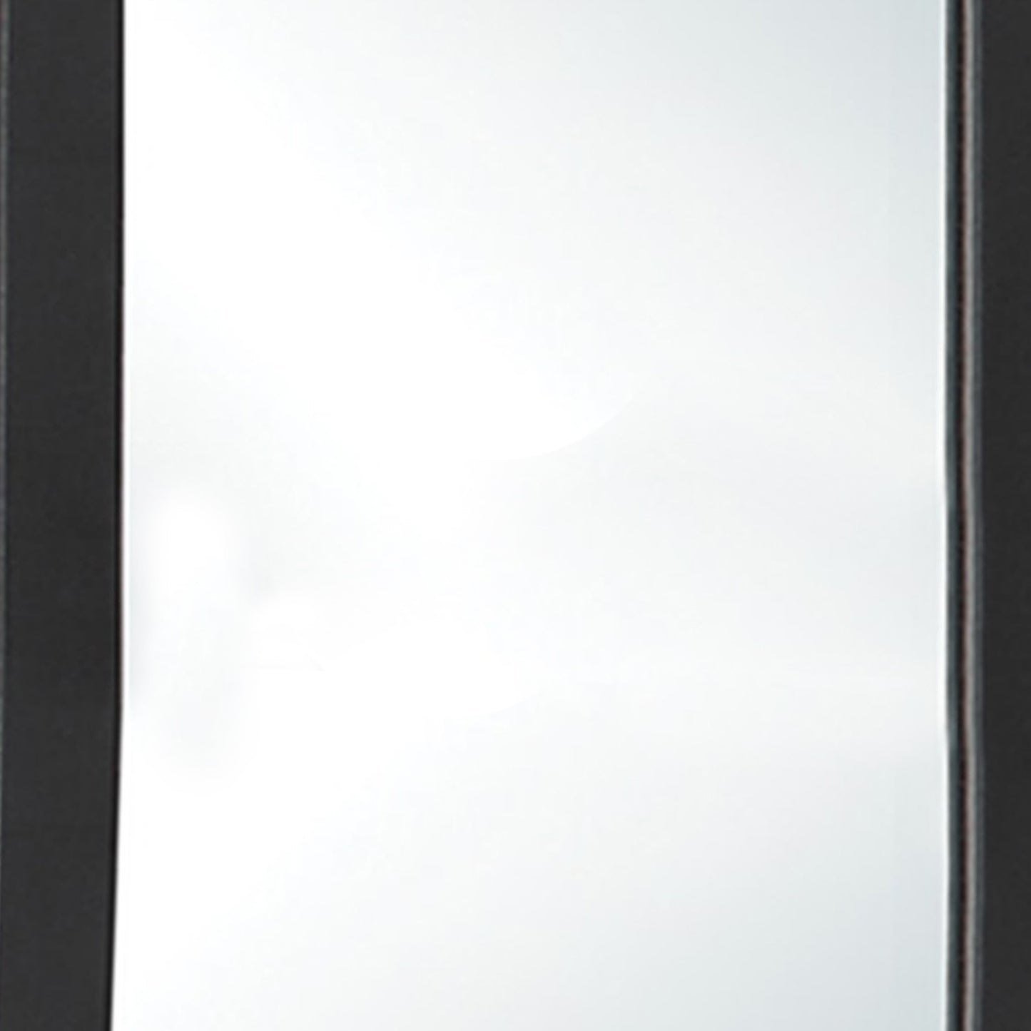 Rectangular Wood Encased Mirror With Faux Leather Upholstery Black