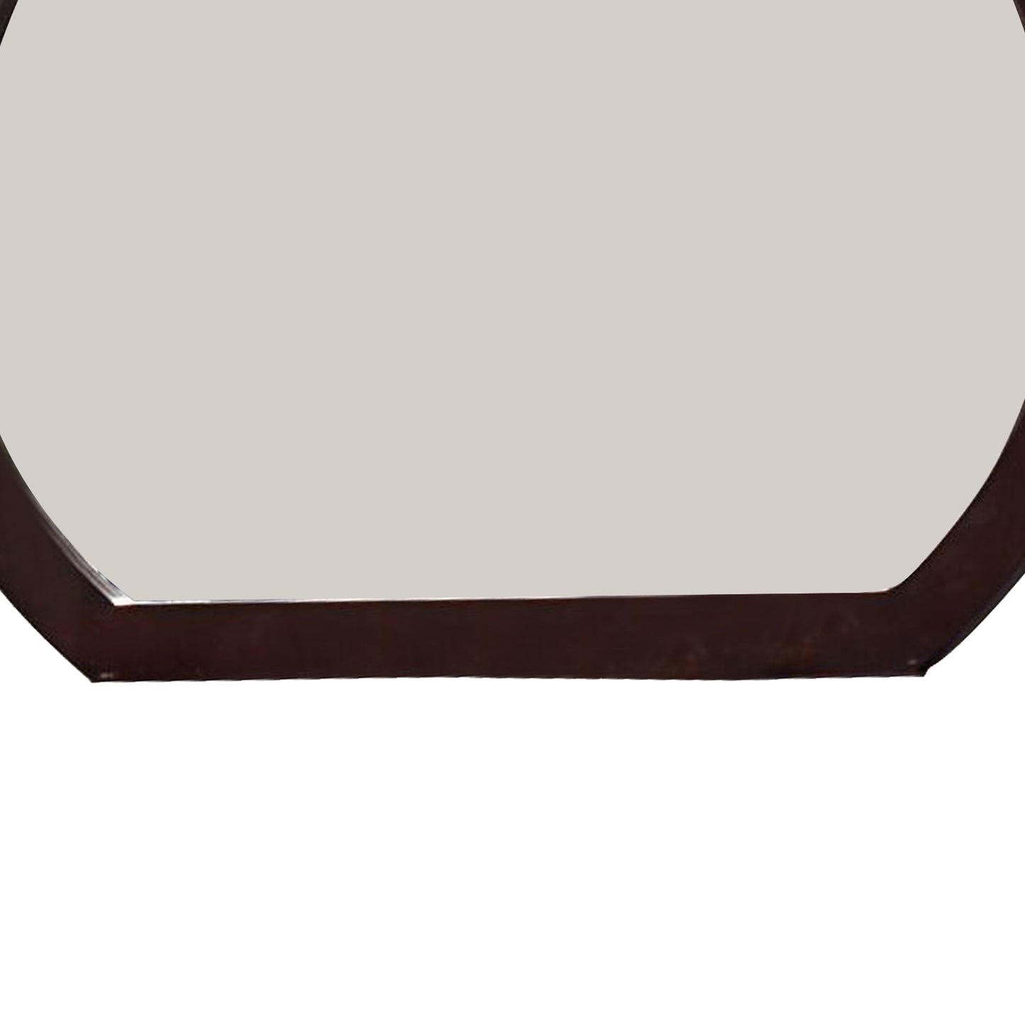Transitional Style Curved Wooden Encased Beveled Mirror Brown