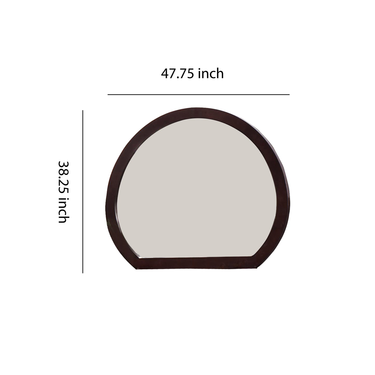 Transitional Style Curved Wooden Encased Beveled Mirror Brown