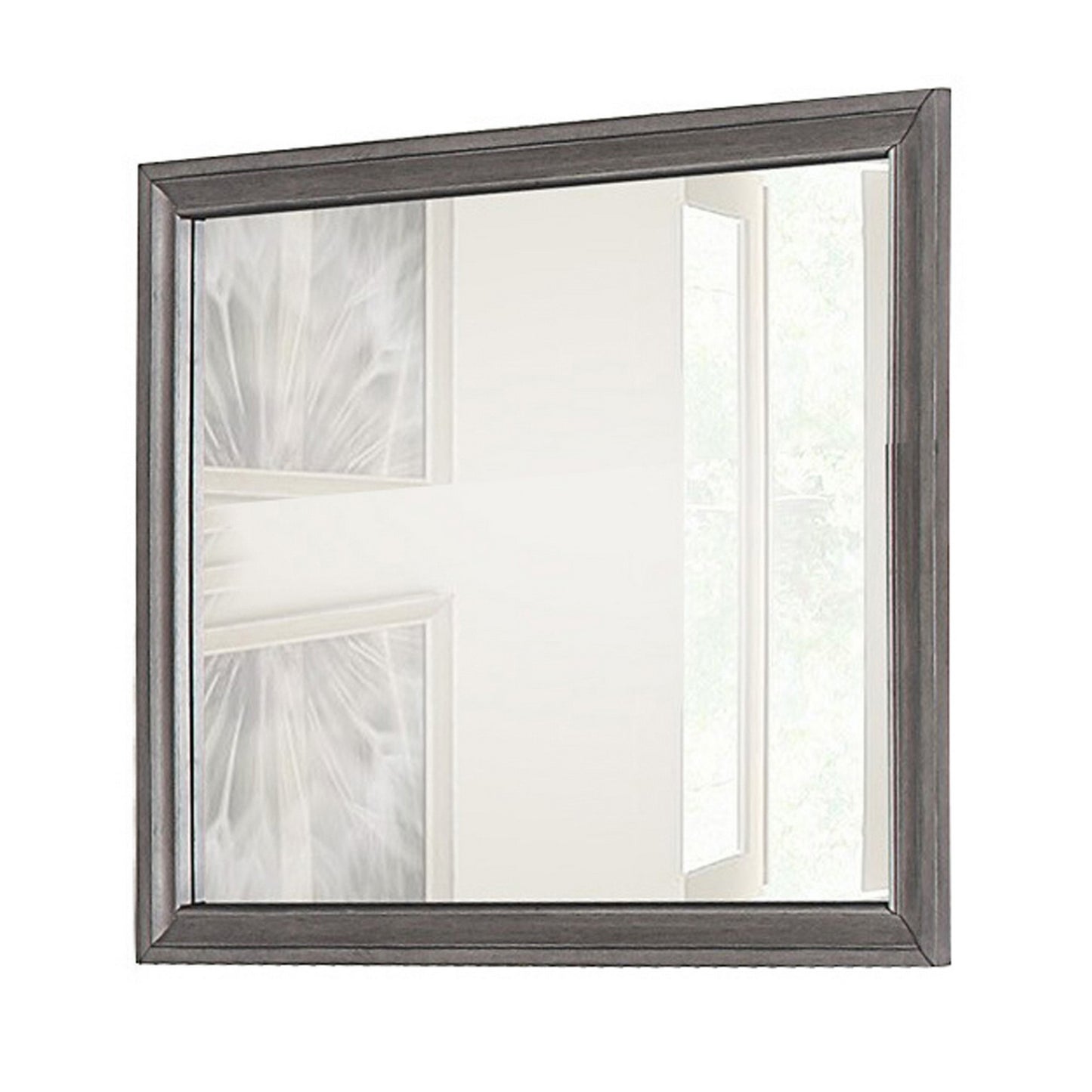 Rectangular Shape Wooden Encased Mirror With Molded Frame Brown
