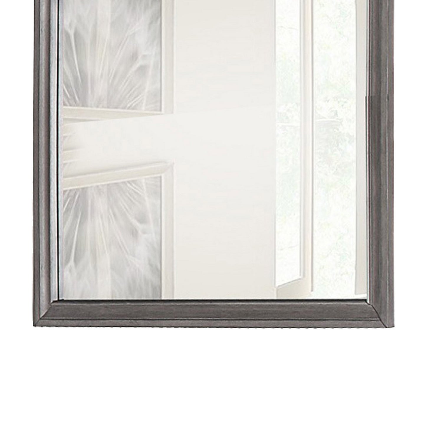 Rectangular Shape Wooden Encased Mirror With Molded Frame Brown