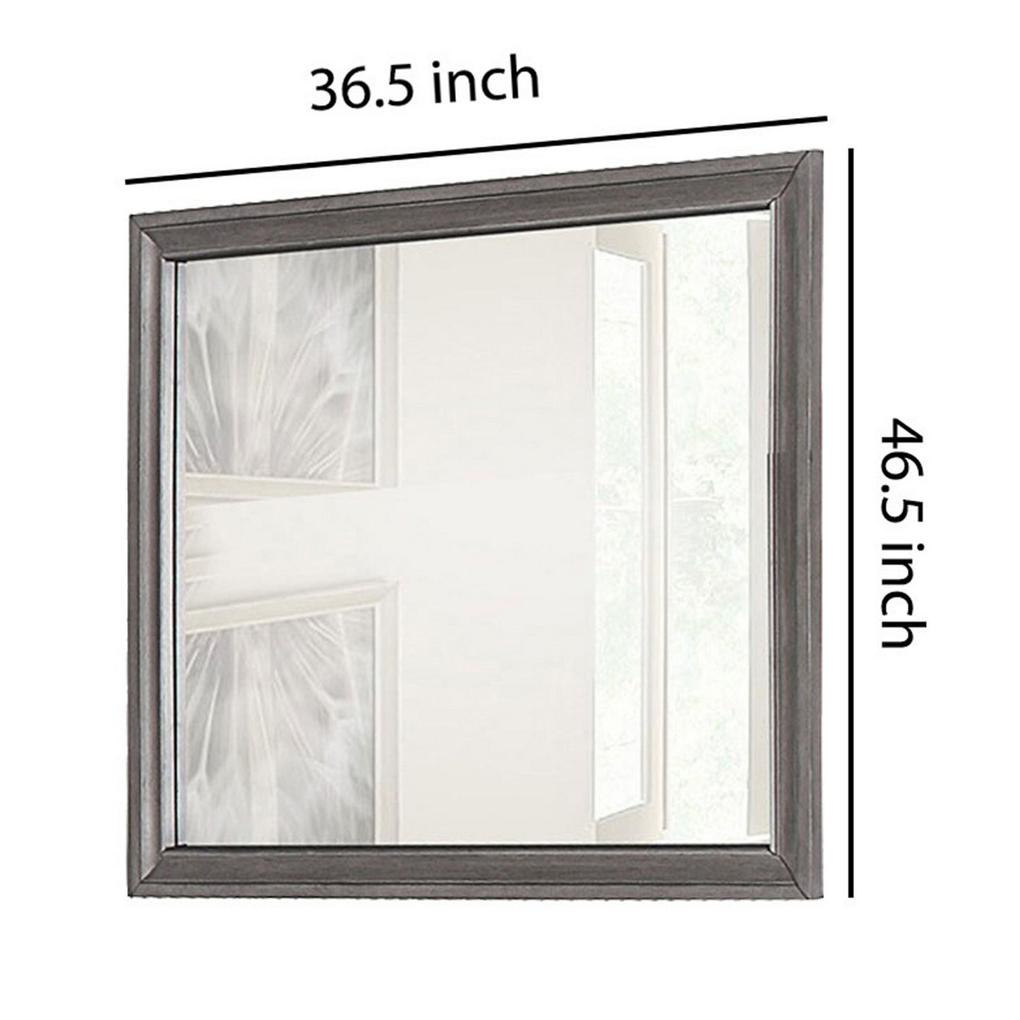 Rectangular Shape Wooden Encased Mirror With Molded Frame Brown