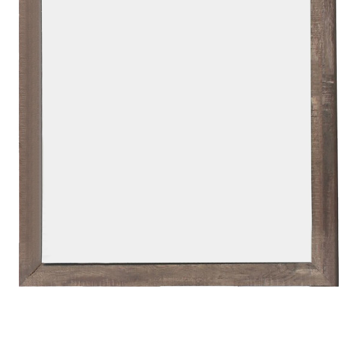Transitional Square Shape Wooden Frame Mirror With Textured Details Brown
