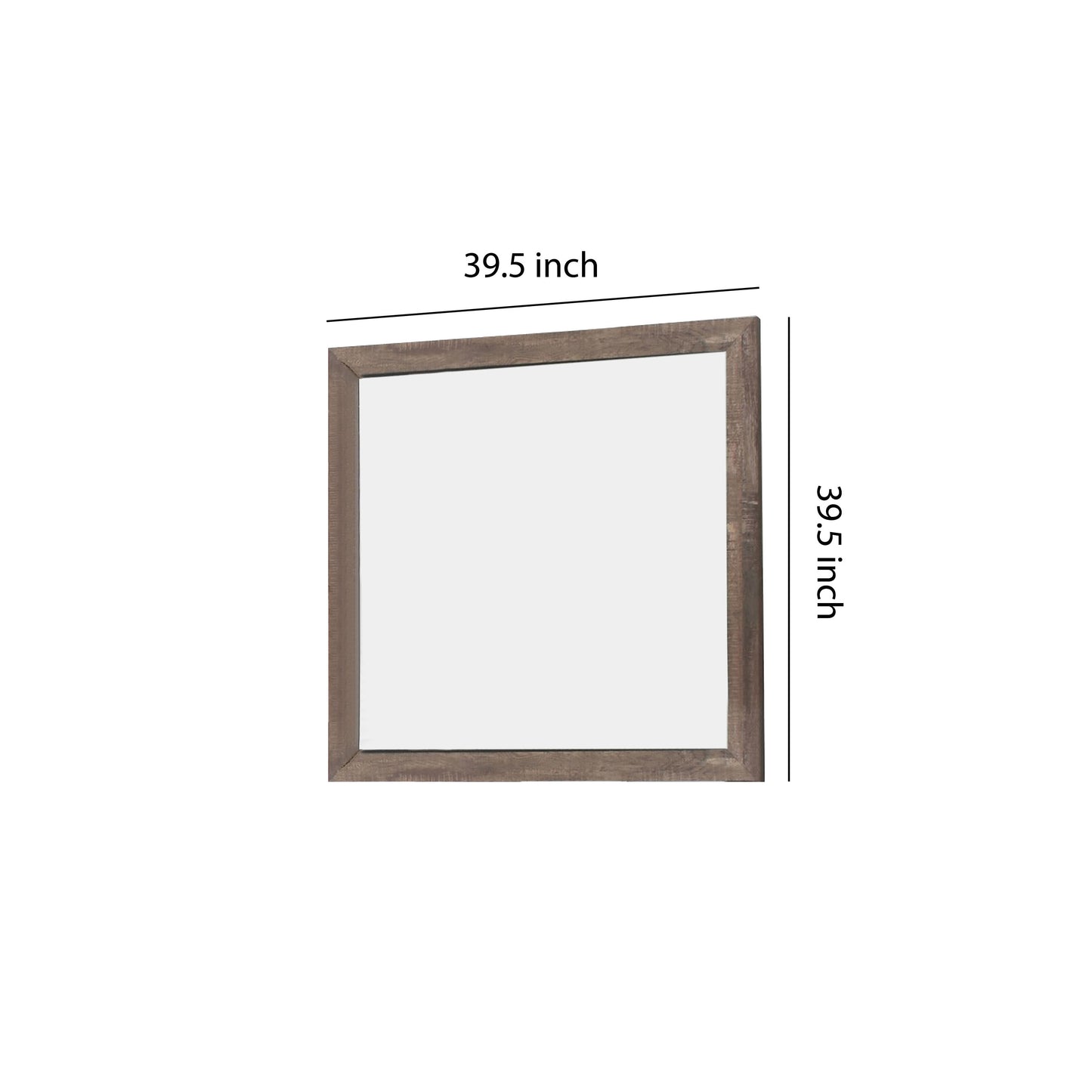 Transitional Square Shape Wooden Frame Mirror With Textured Details Brown