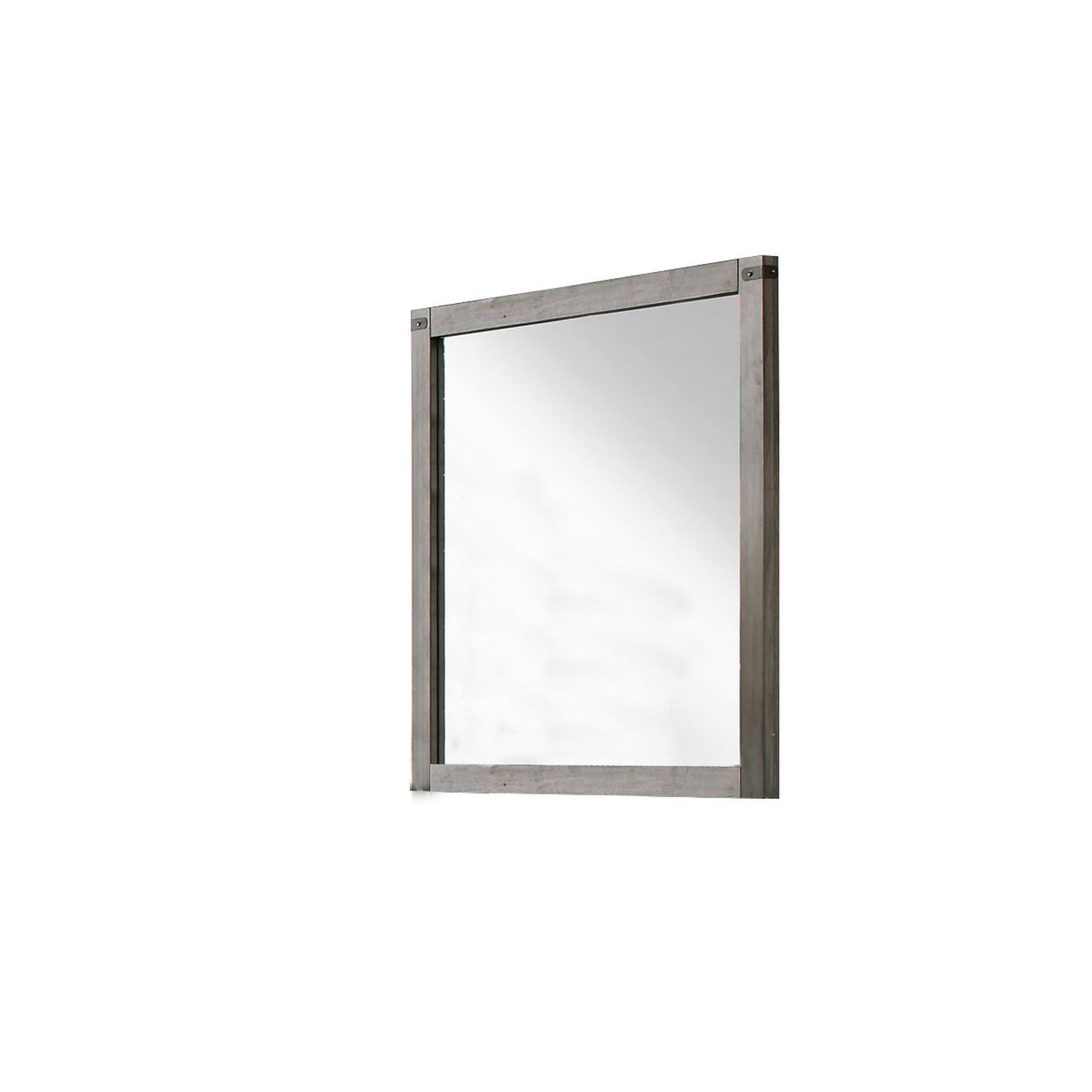 Industrial Style Wooden Frame Mirror With Metal Brackets And Rivets Brown