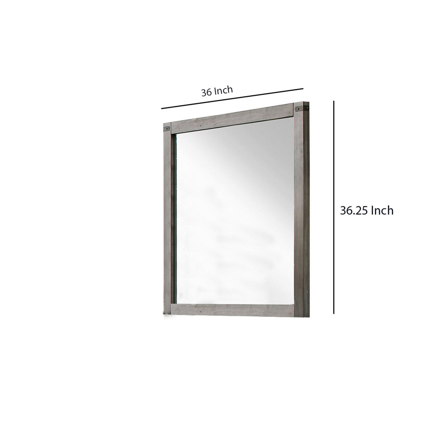 Industrial Style Wooden Frame Mirror With Metal Brackets And Rivets Brown