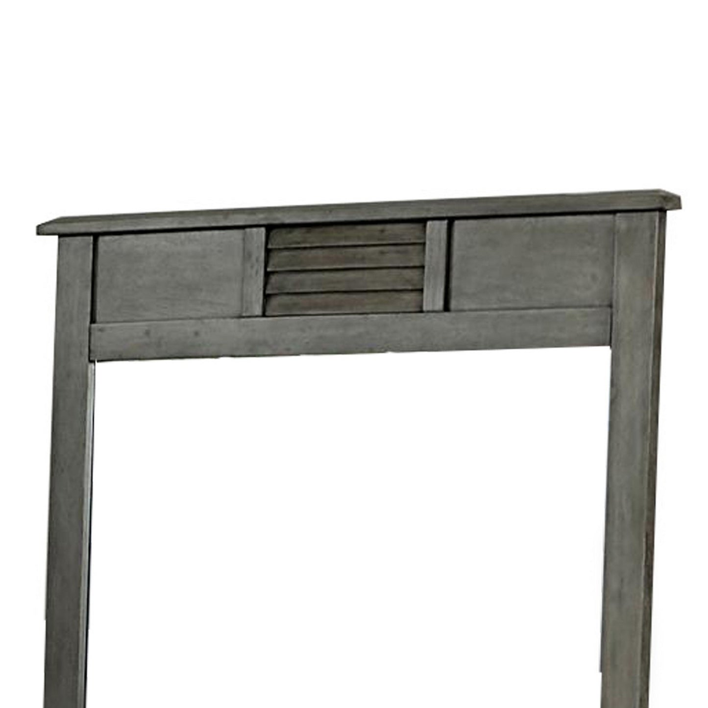 Wooden Frame Mirror With Shutter Design And Projected Top Gray