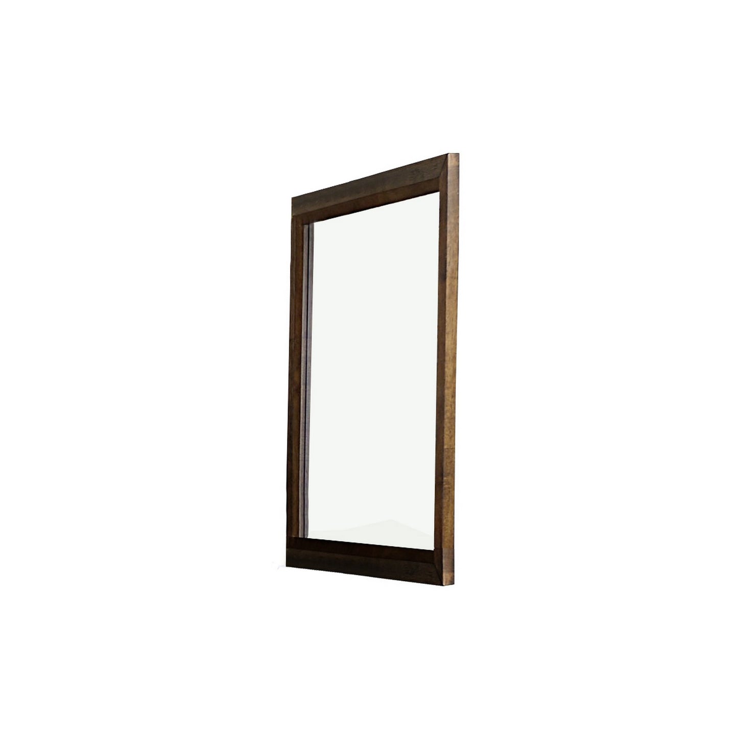 Transitional Rectangular Wooden Frame Mirror With Grain Details Brown