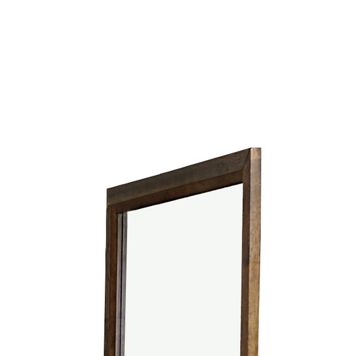 Transitional Rectangular Wooden Frame Mirror With Grain Details Brown