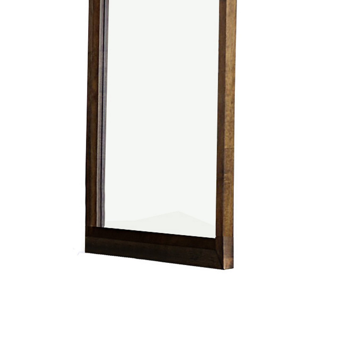 Transitional Rectangular Wooden Frame Mirror With Grain Details Brown