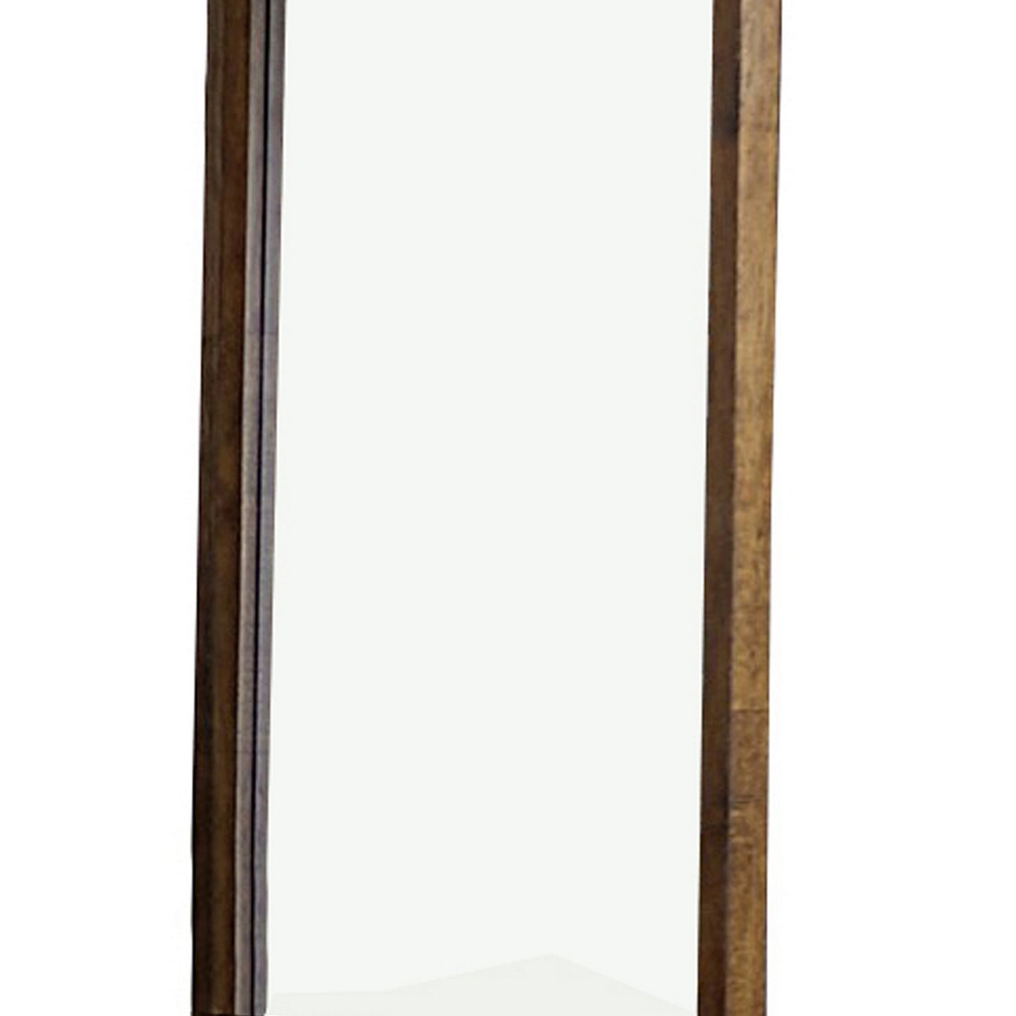 Transitional Rectangular Wooden Frame Mirror With Grain Details Brown