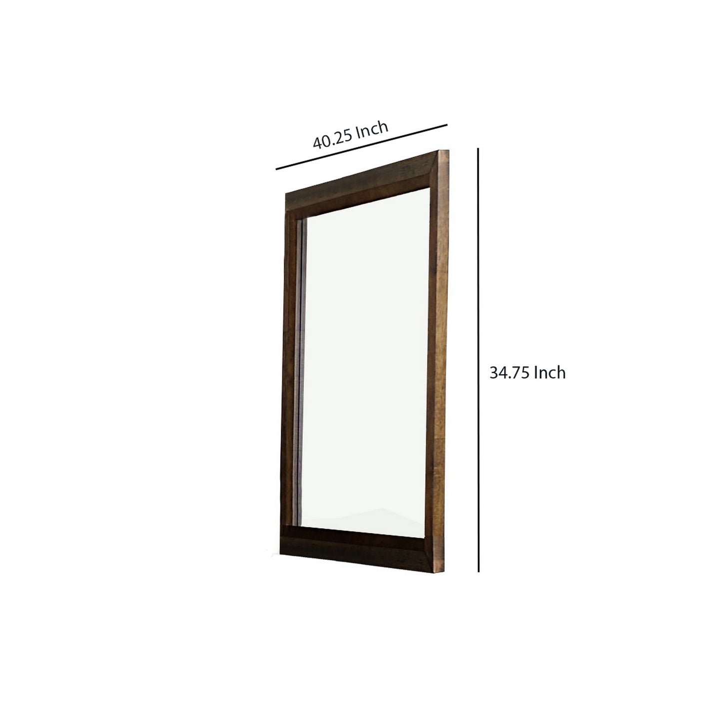 Transitional Rectangular Wooden Frame Mirror With Grain Details Brown