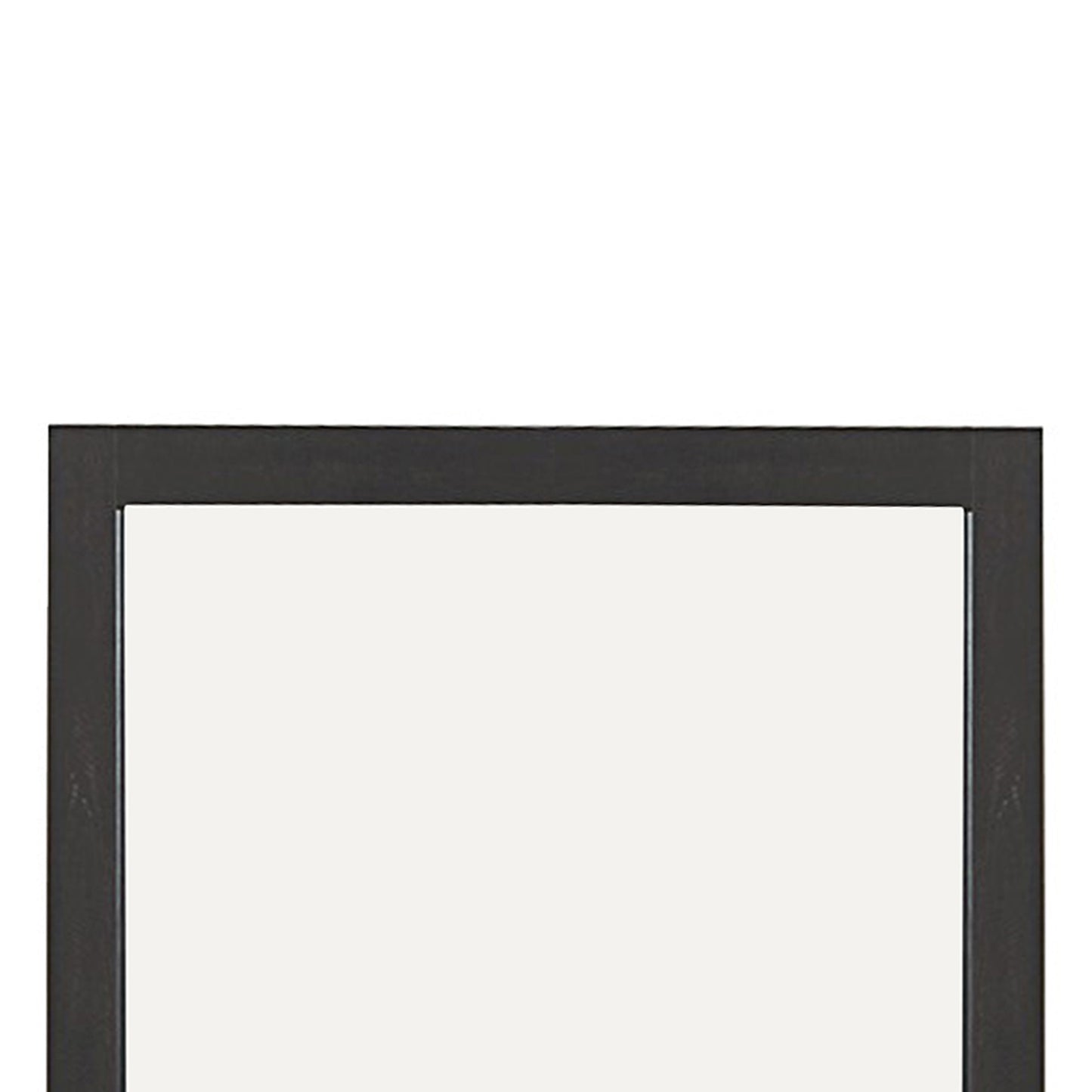 Transitional Style Wooden Frame Mirror With Rough Saw Hen Textures Gray