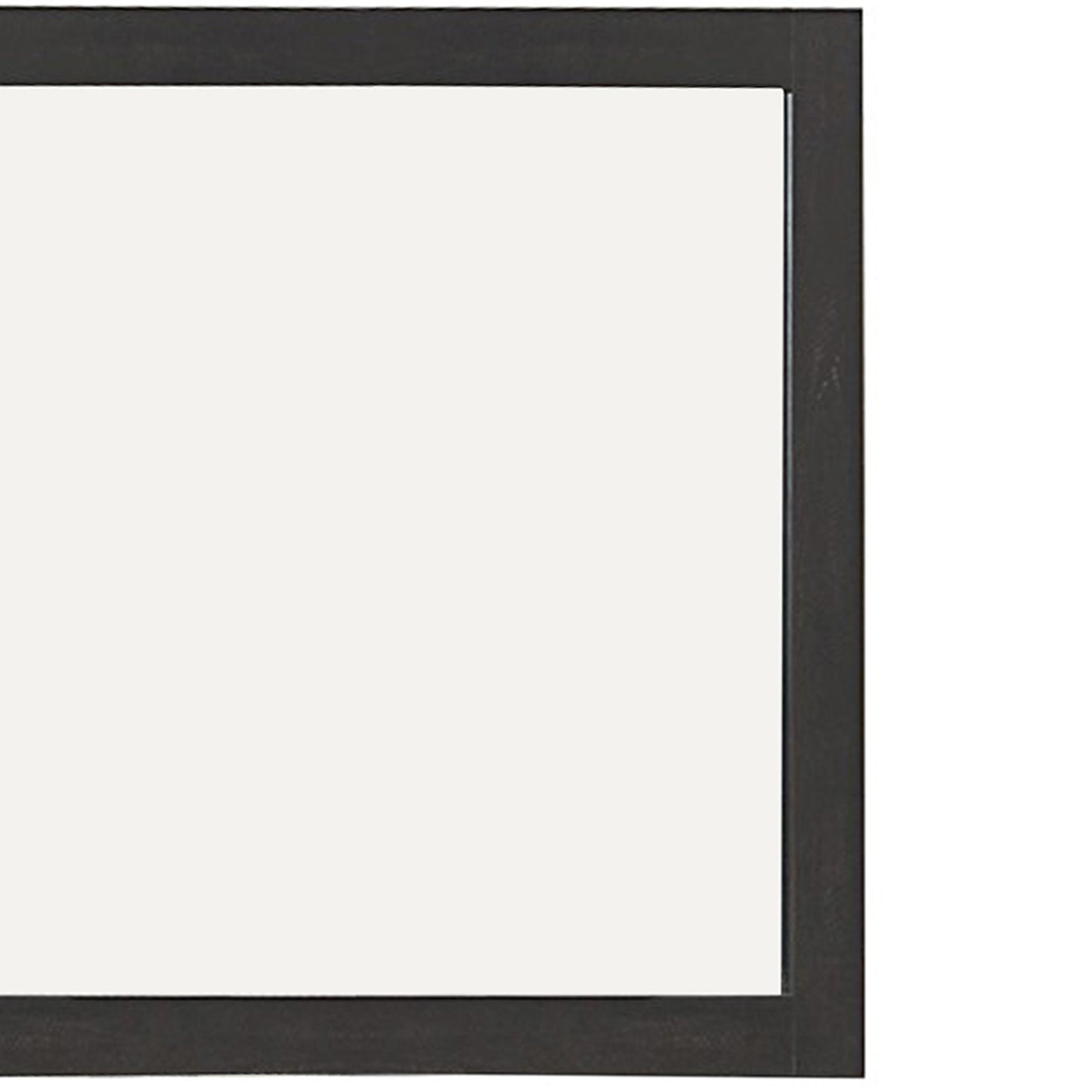 Transitional Style Wooden Frame Mirror With Rough Saw Hen Textures Gray