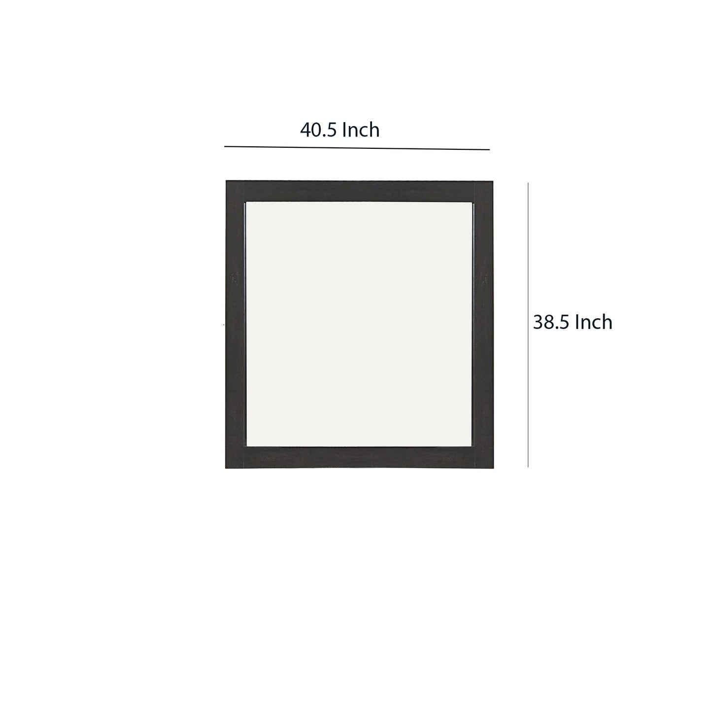 Transitional Style Wooden Frame Mirror With Rough Saw Hen Textures Gray