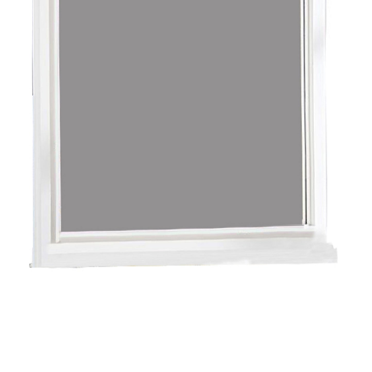 Transitional Style Wooden Frame Mirror With Molded Camelback Top White