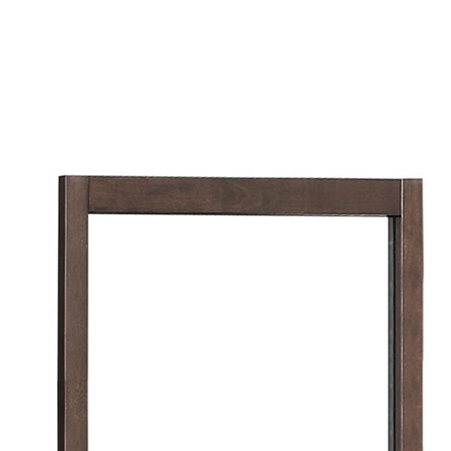 Rectangular Wooden Frame Mirror With Grain And Textured Details Brown