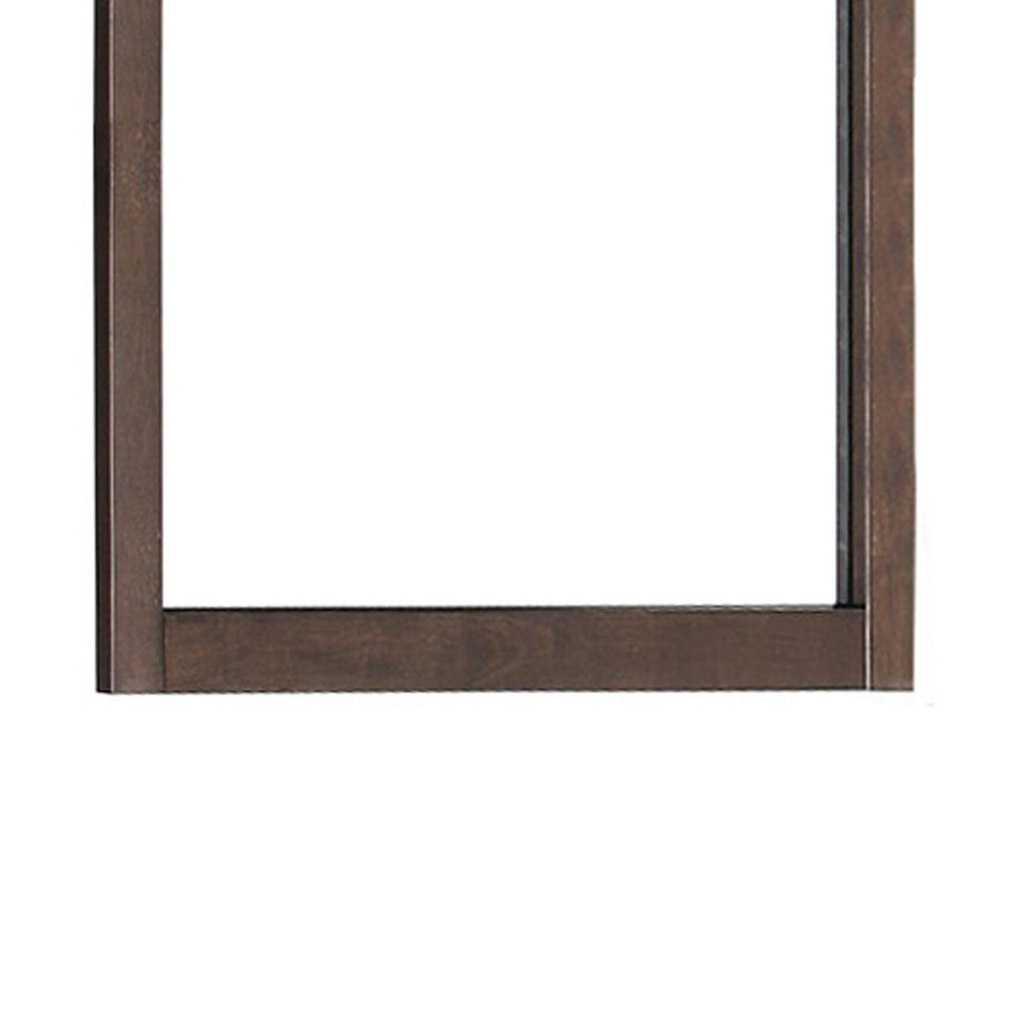 Rectangular Wooden Frame Mirror With Grain And Textured Details Brown