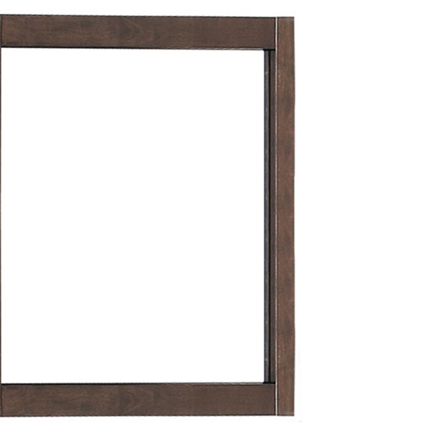 Rectangular Wooden Frame Mirror With Grain And Textured Details Brown