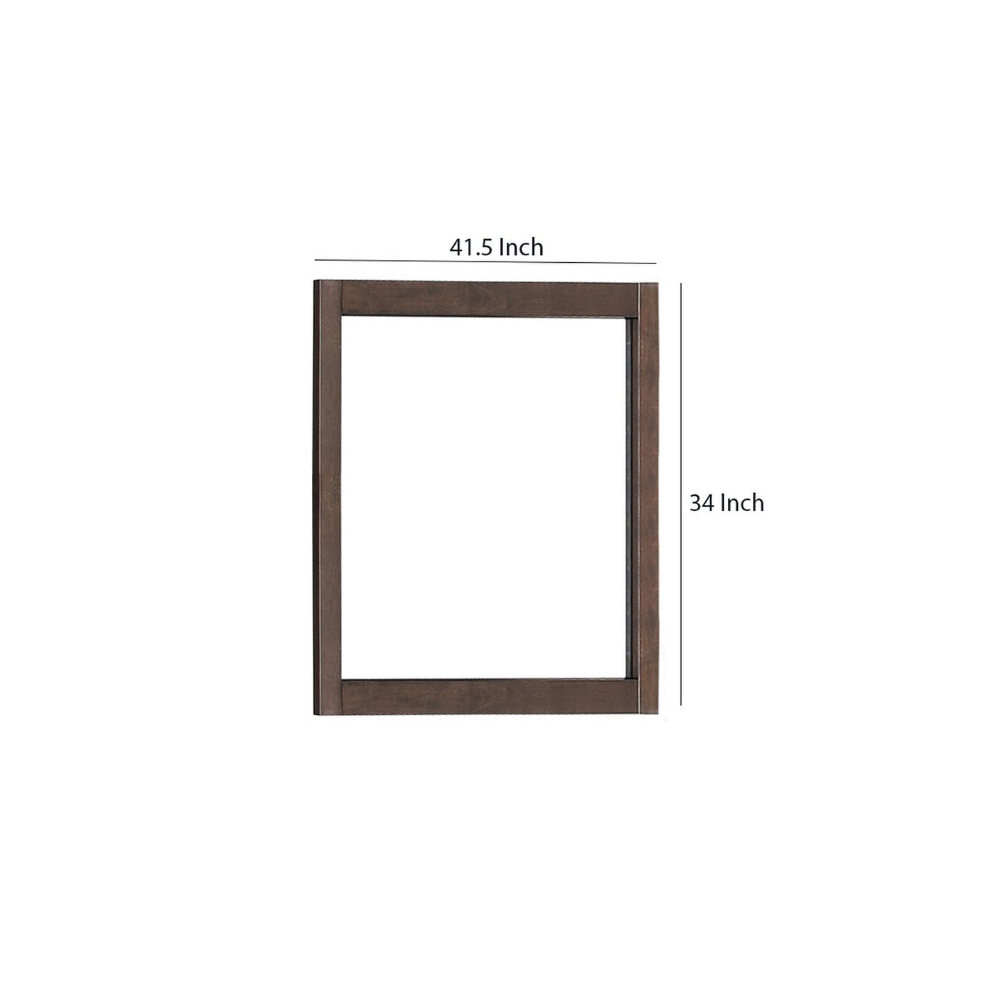 Rectangular Wooden Frame Mirror With Grain And Textured Details Brown