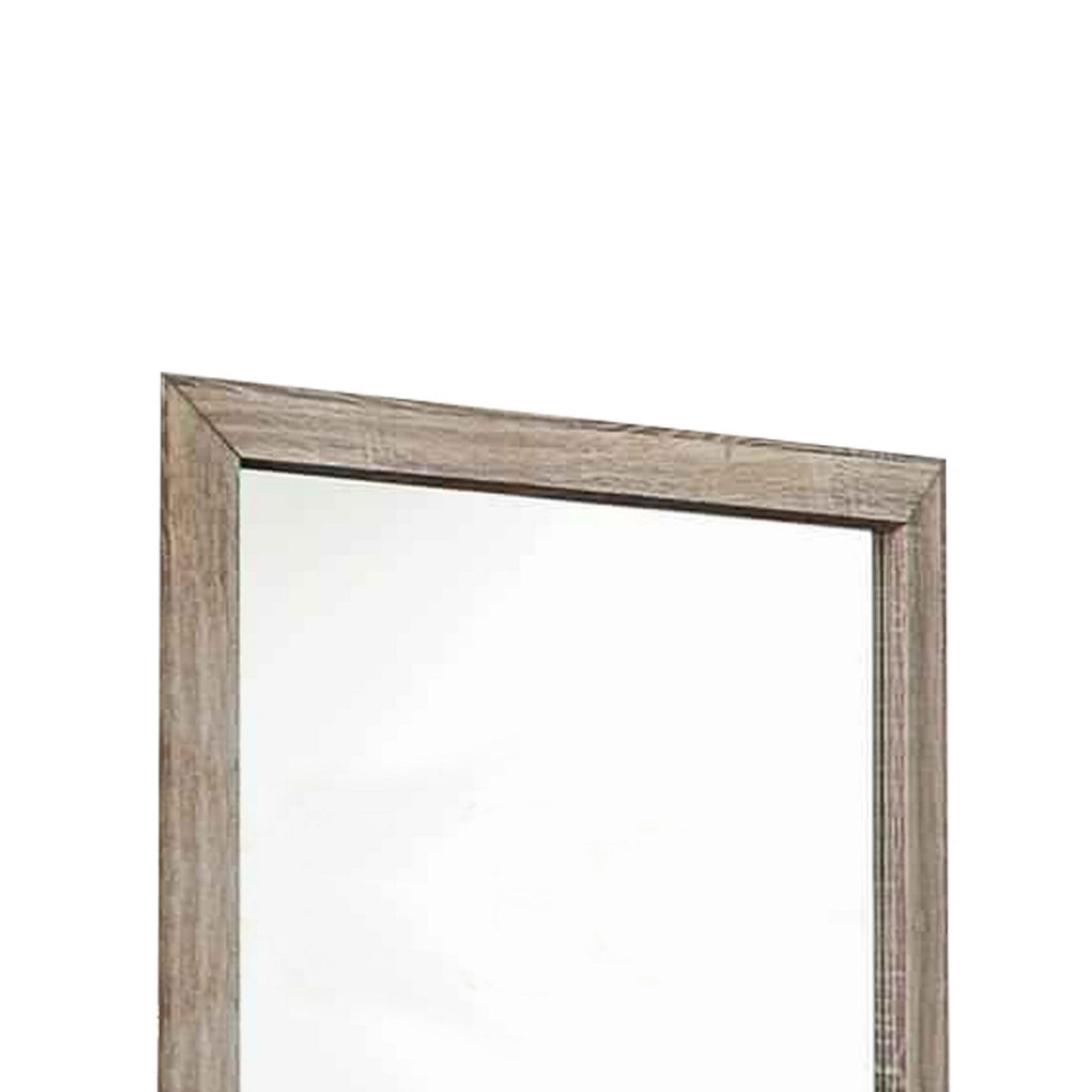 Transitional Style Wooden Frame Mirror With Grain Details Brown