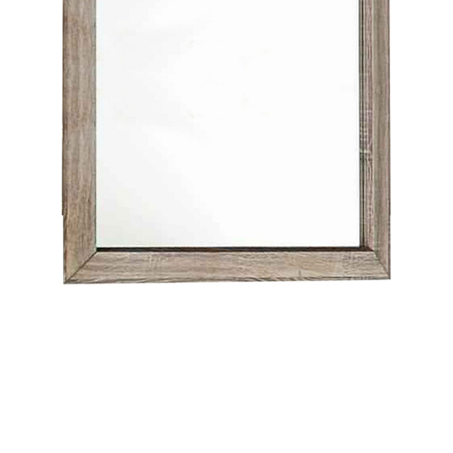 Transitional Style Wooden Frame Mirror With Grain Details Brown
