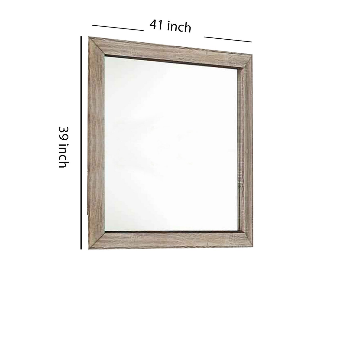 Transitional Style Wooden Frame Mirror With Grain Details Brown