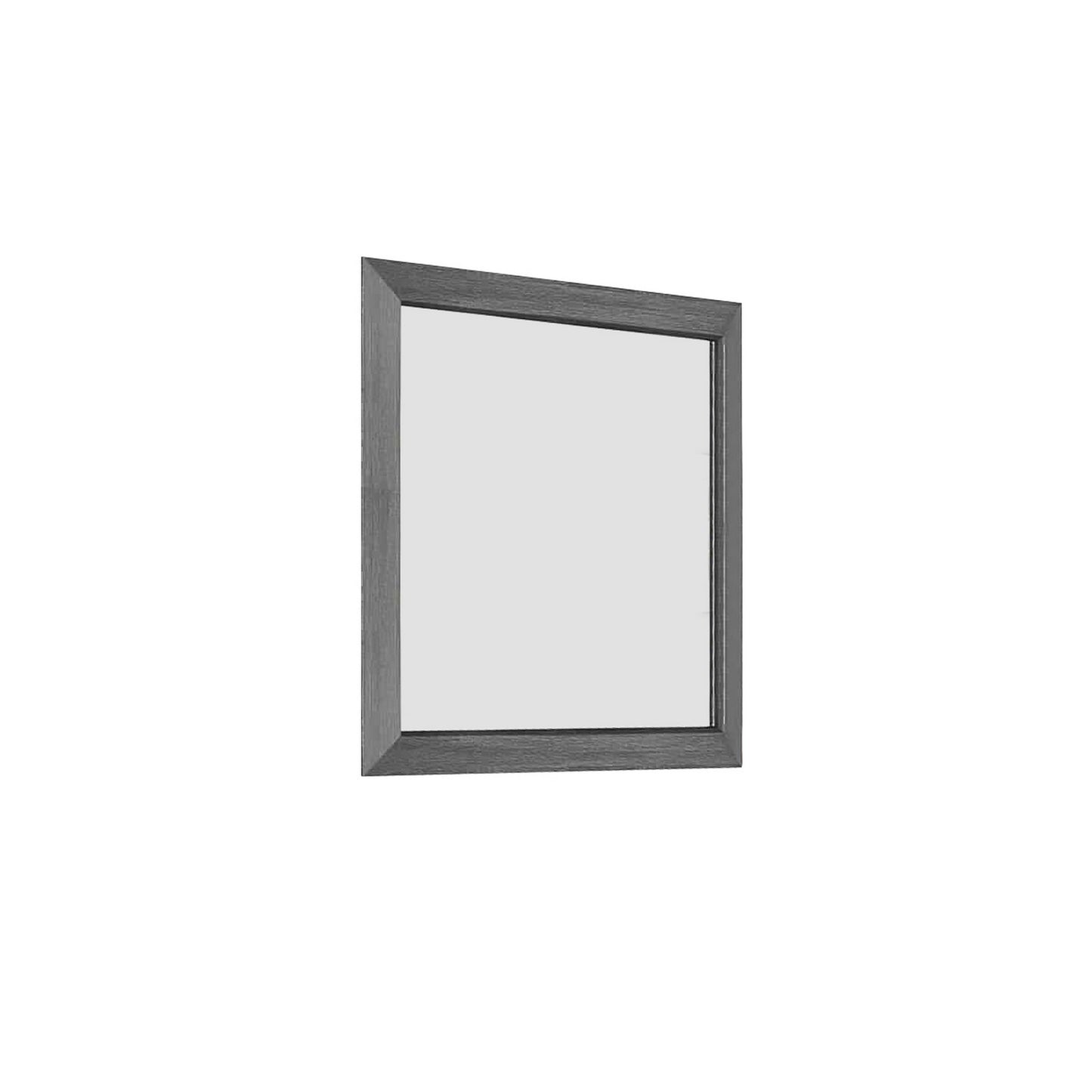 Transitional Style Wooden Frame Mirror With Grain Details Gray