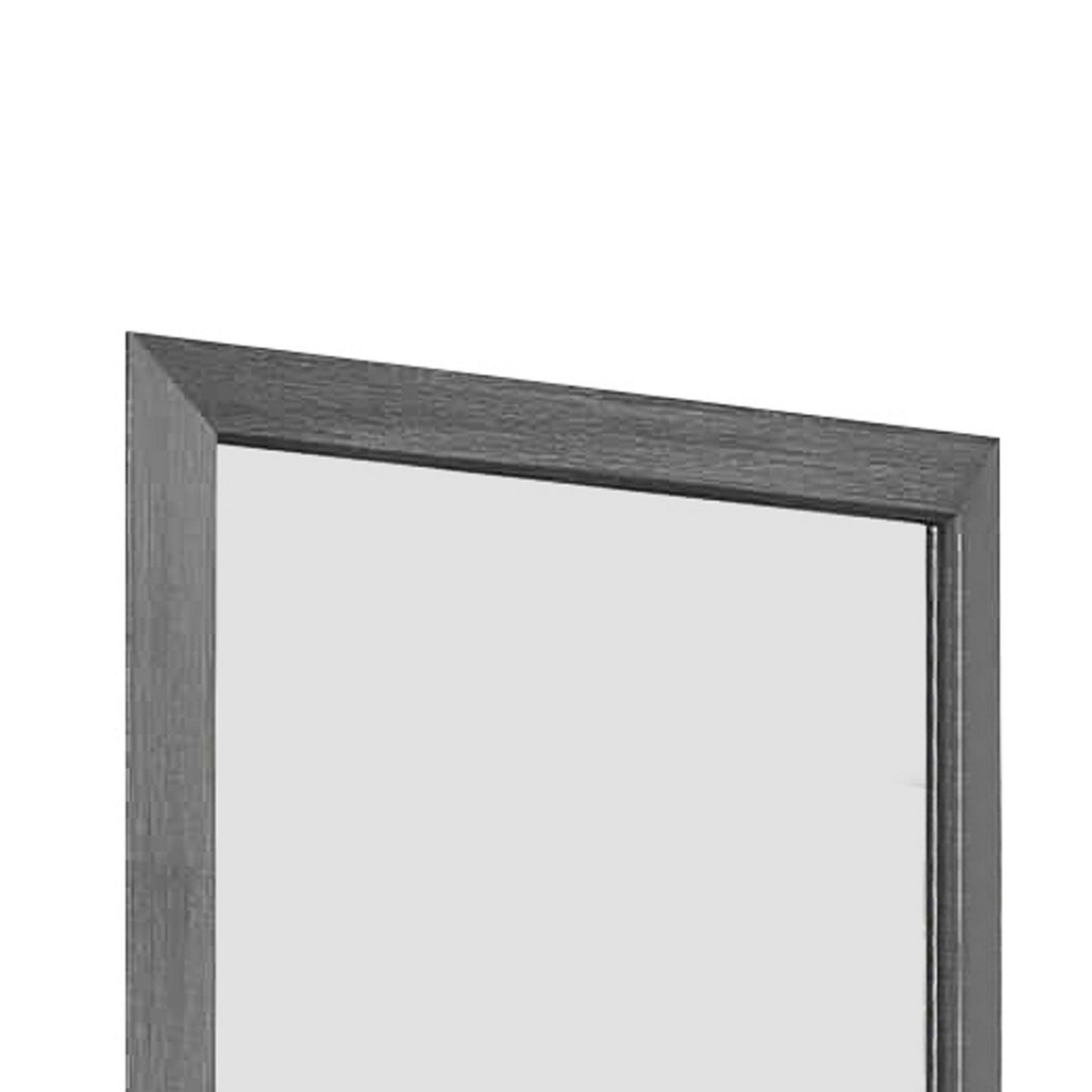 Transitional Style Wooden Frame Mirror With Grain Details Gray