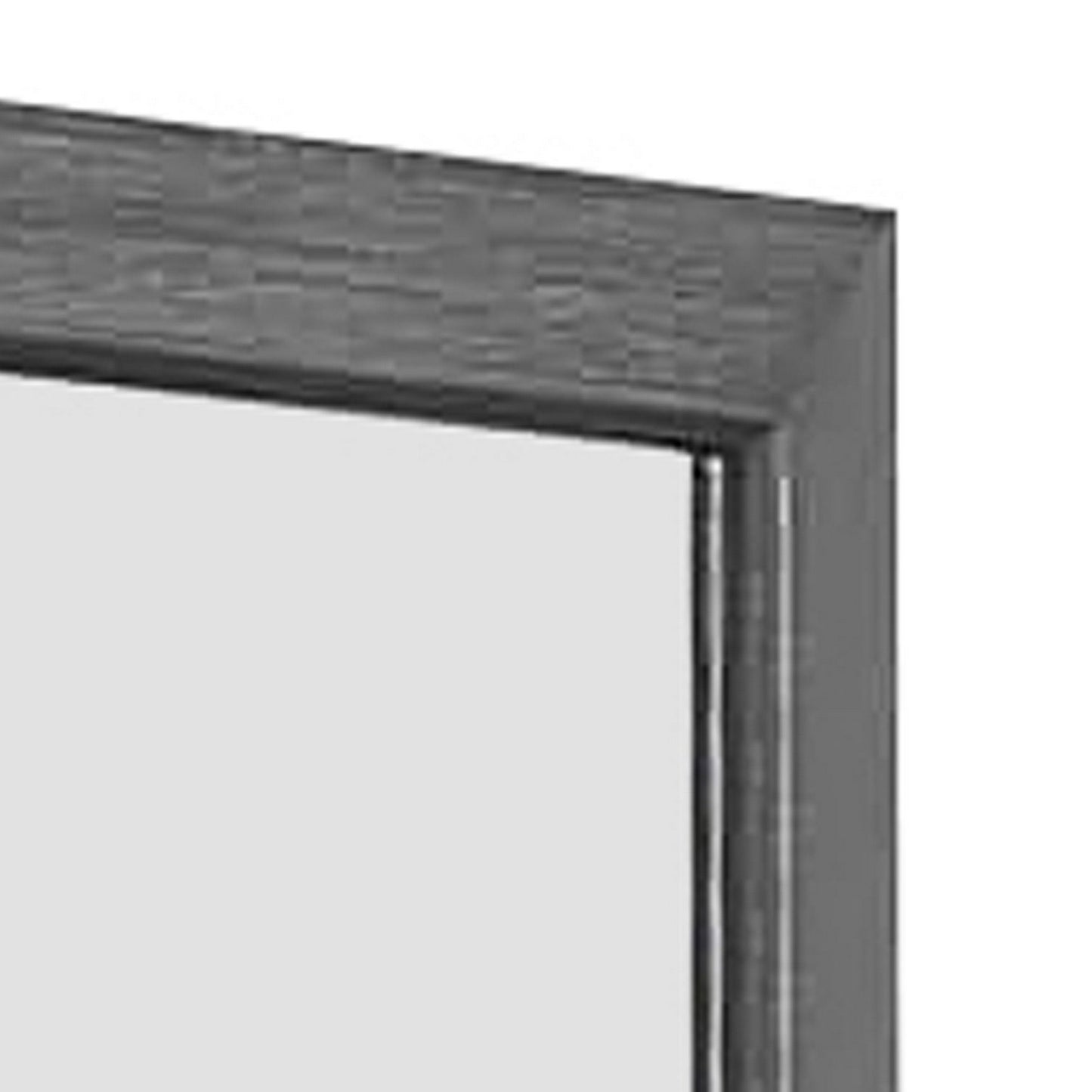 Transitional Style Wooden Frame Mirror With Grain Details Gray