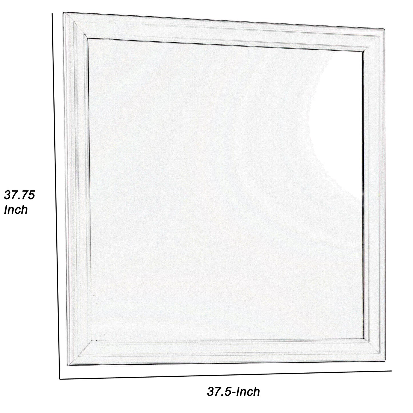 Transitional Square Mirror With Wooden Encasing And Convex Edges White