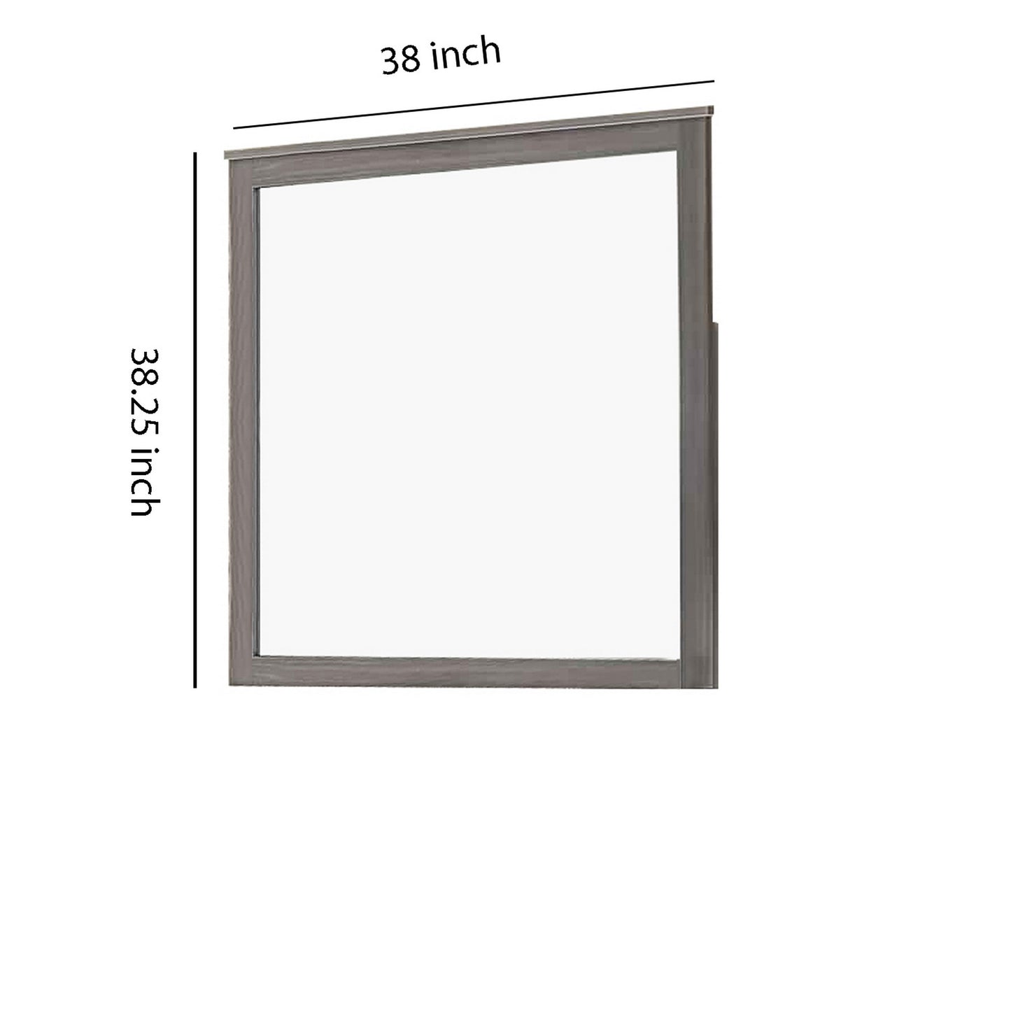 Square Wooden Frame Mirror With Grain Details Dark Gray And Silver