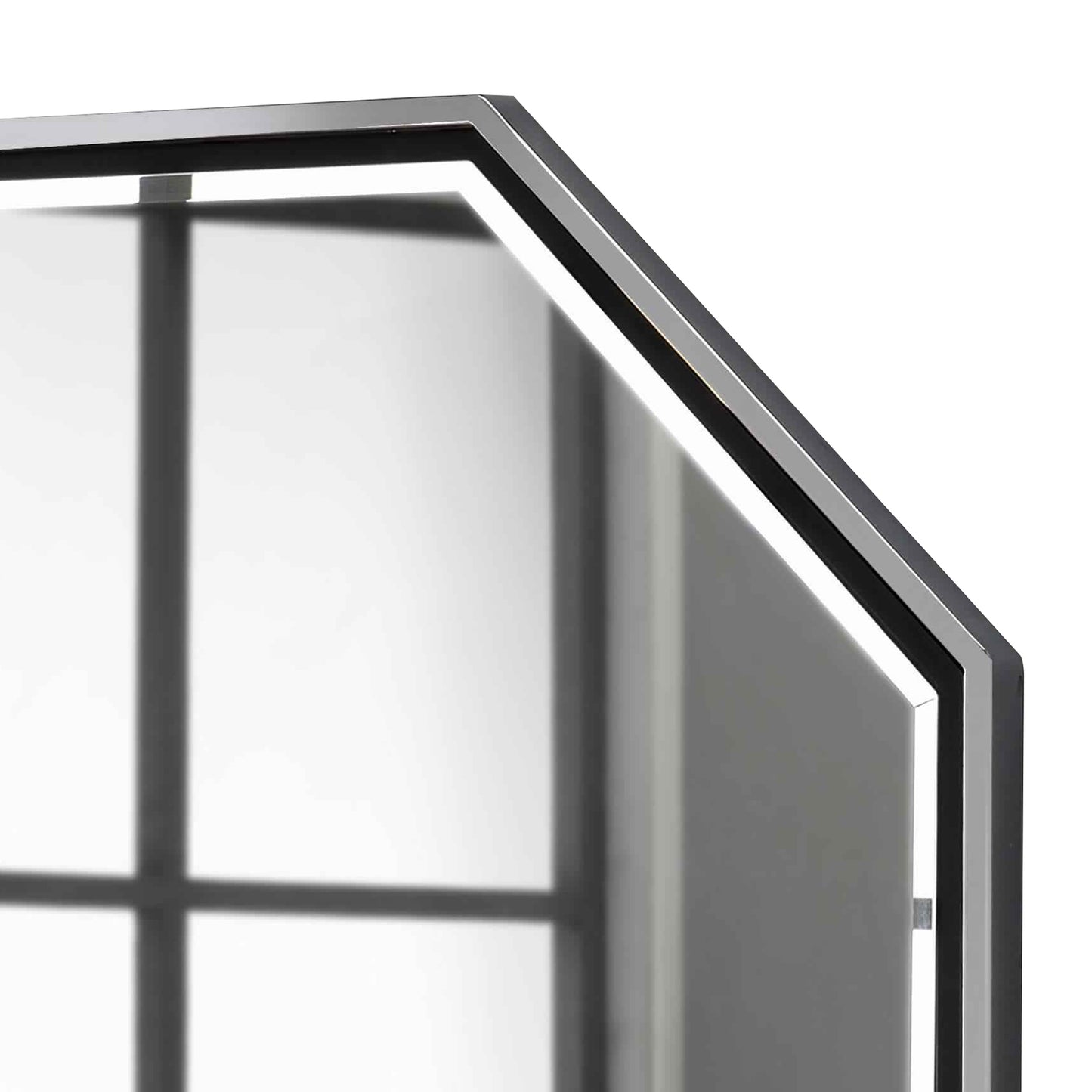 Metal Frame Octagon Shaped Wall Mirror With Mounting Hardware Silver