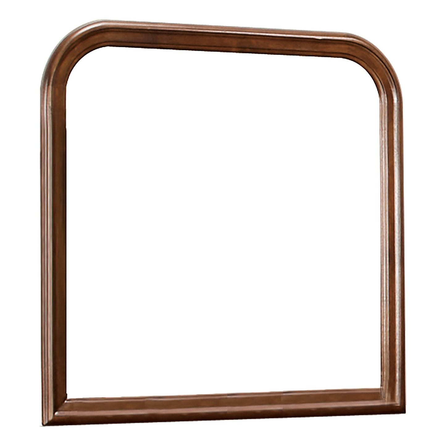 Arched Molded Design Wooden Frame Mirror Cherry Brown And Silver