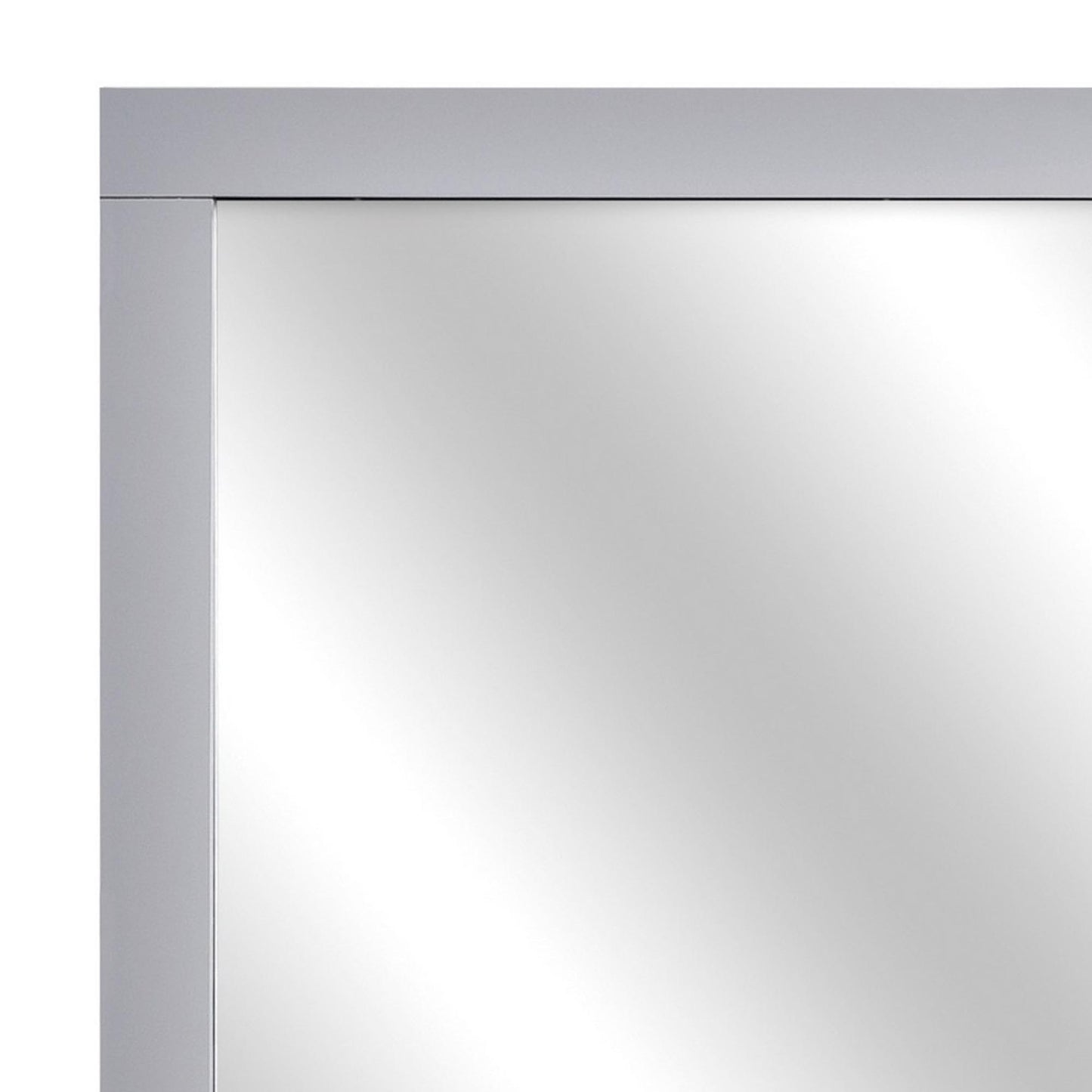 Square Shape Wooden Frame Mirror With Mounting Hardware Gray And Silver