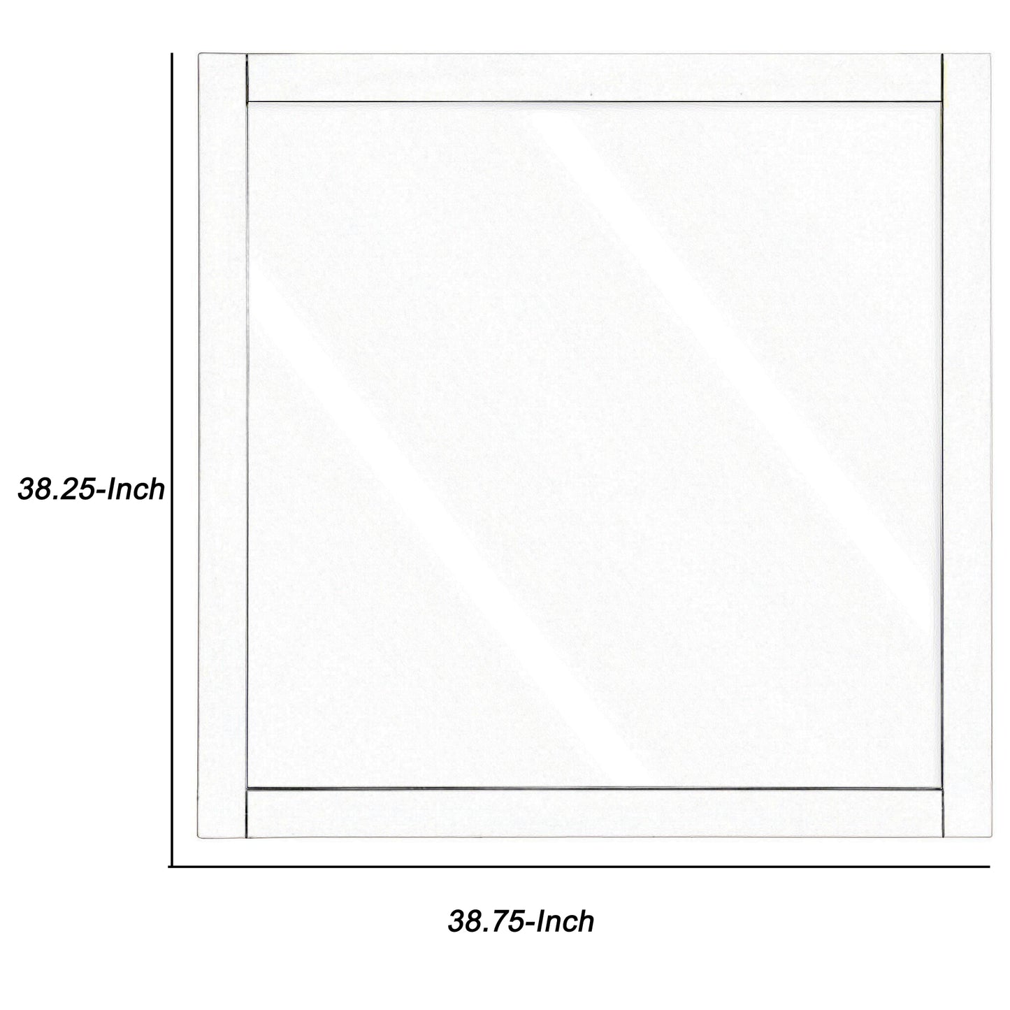 Square Shape Wooden Frame Mirror With Mounting Hardware White And Silver