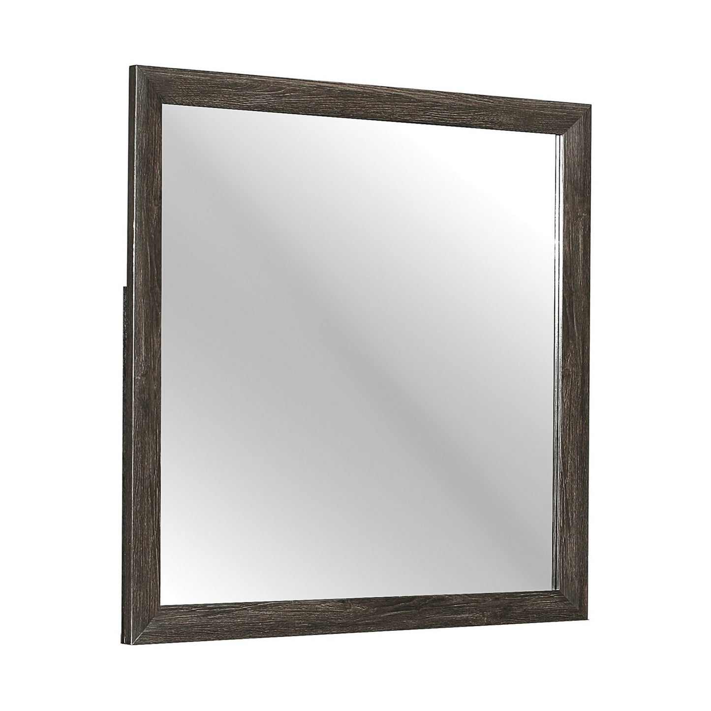 Square Wooden Frame Mirror With Mounting Hardware Dark Gray And Silver