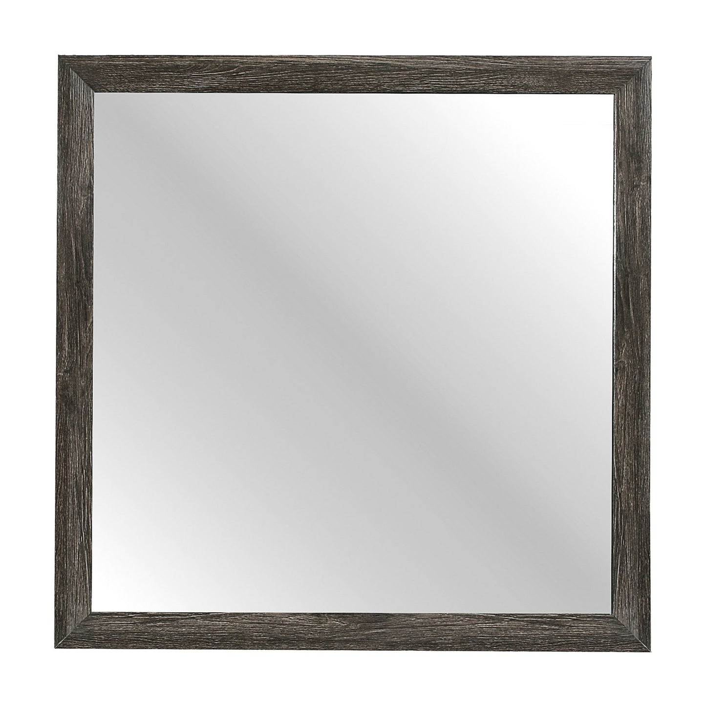 Square Wooden Frame Mirror With Mounting Hardware Dark Gray And Silver