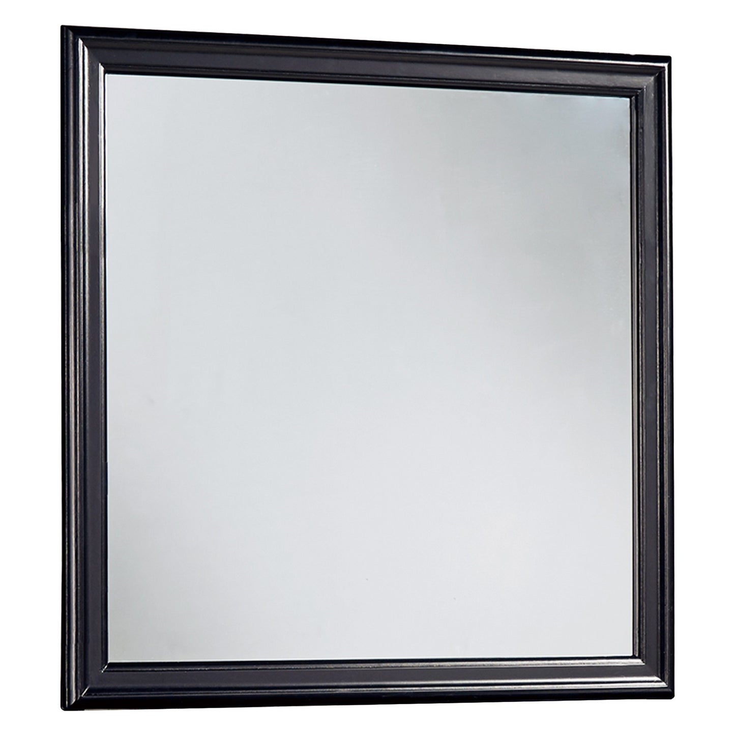 Wooden Frame Mirror With Mounting Hardware Black And Silver