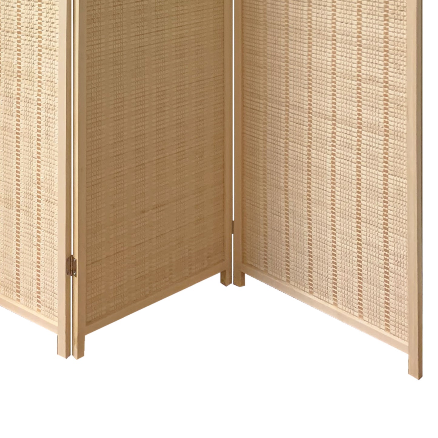 4 Panel Bamboo Shade Roll Room Divider, Beige