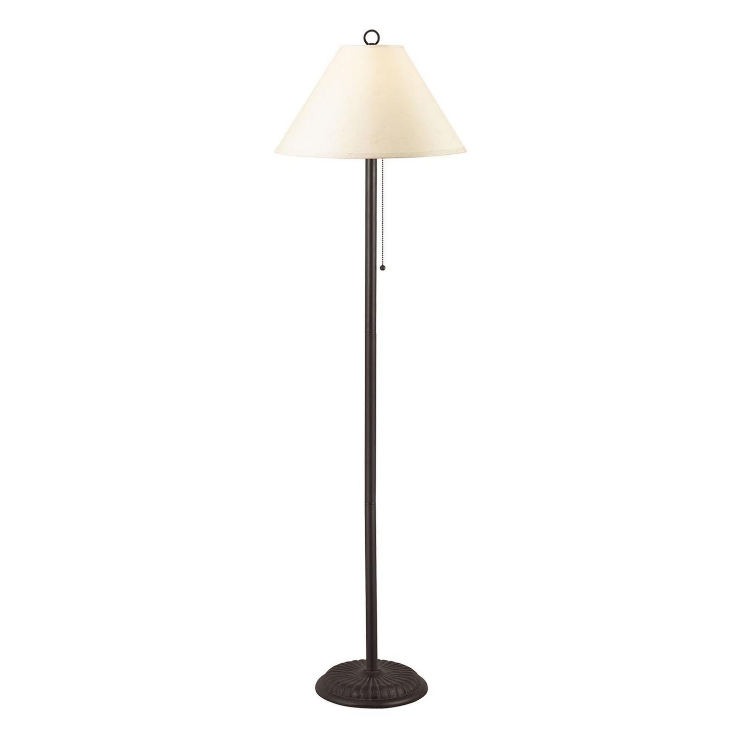 Metal Floor Lamp With Pull Chain Switch And Paper Shade Off White And Black