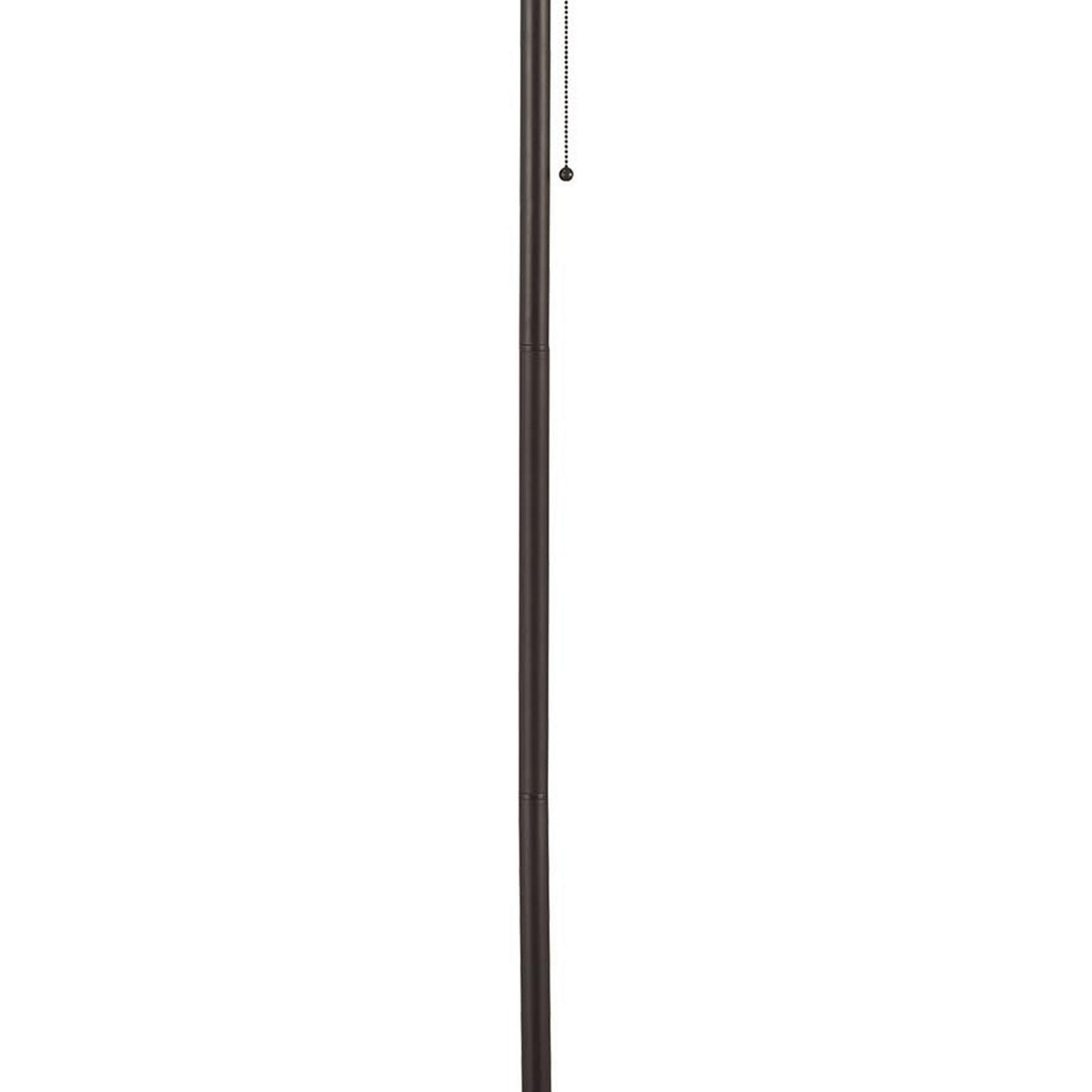 Metal Floor Lamp With Pull Chain Switch And Paper Shade Off White And Black
