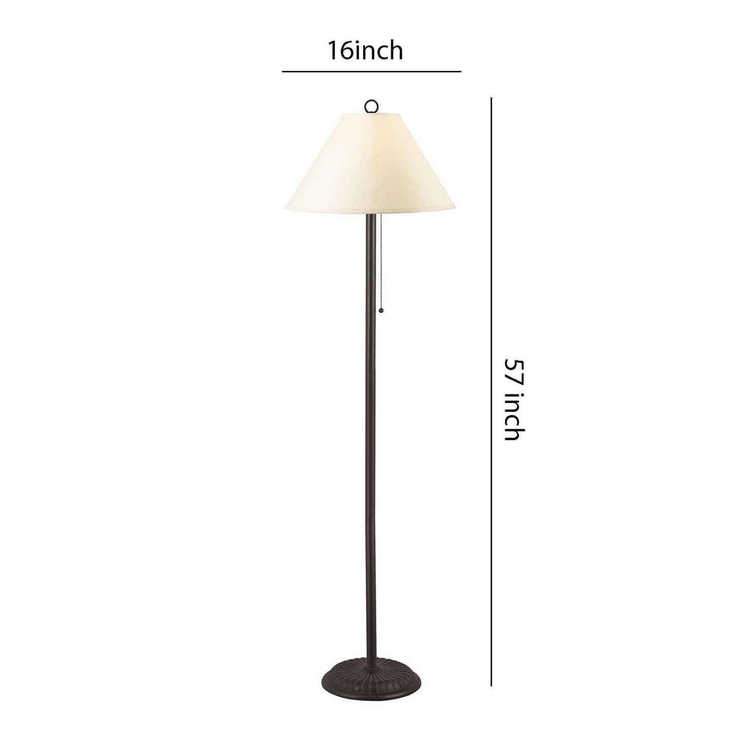 Metal Floor Lamp With Pull Chain Switch And Paper Shade Off White And Black