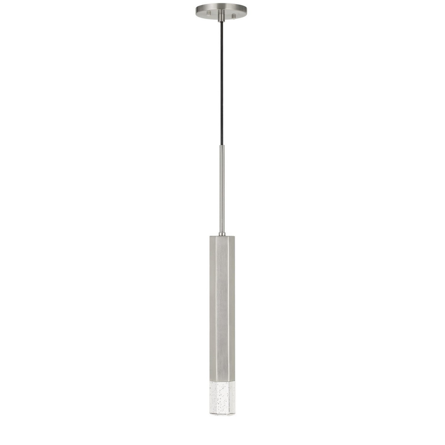 Hexagonal Metal Frame Single Led Light Pendant With Glass Diffuser Gray