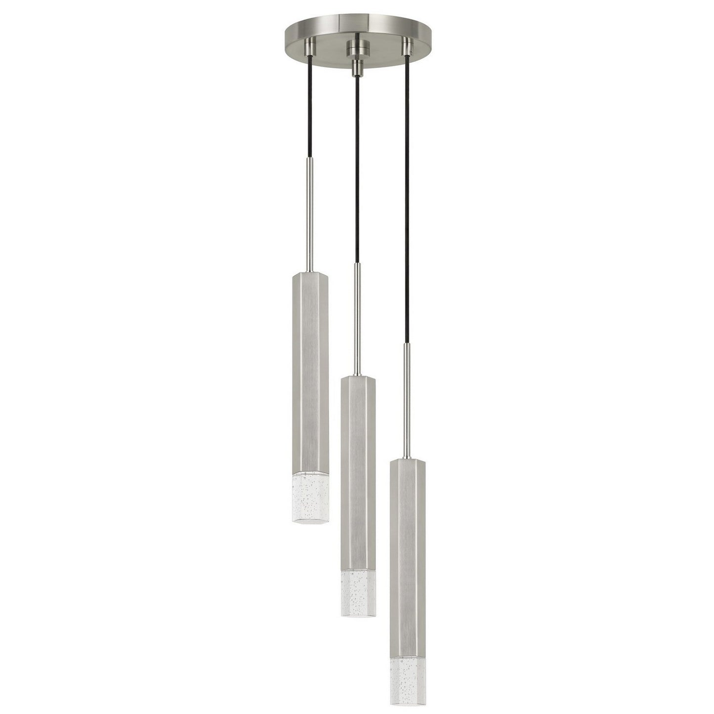 Hexagonal Metal Frame 3 Led Light Pendant With Glass Diffuser Gray