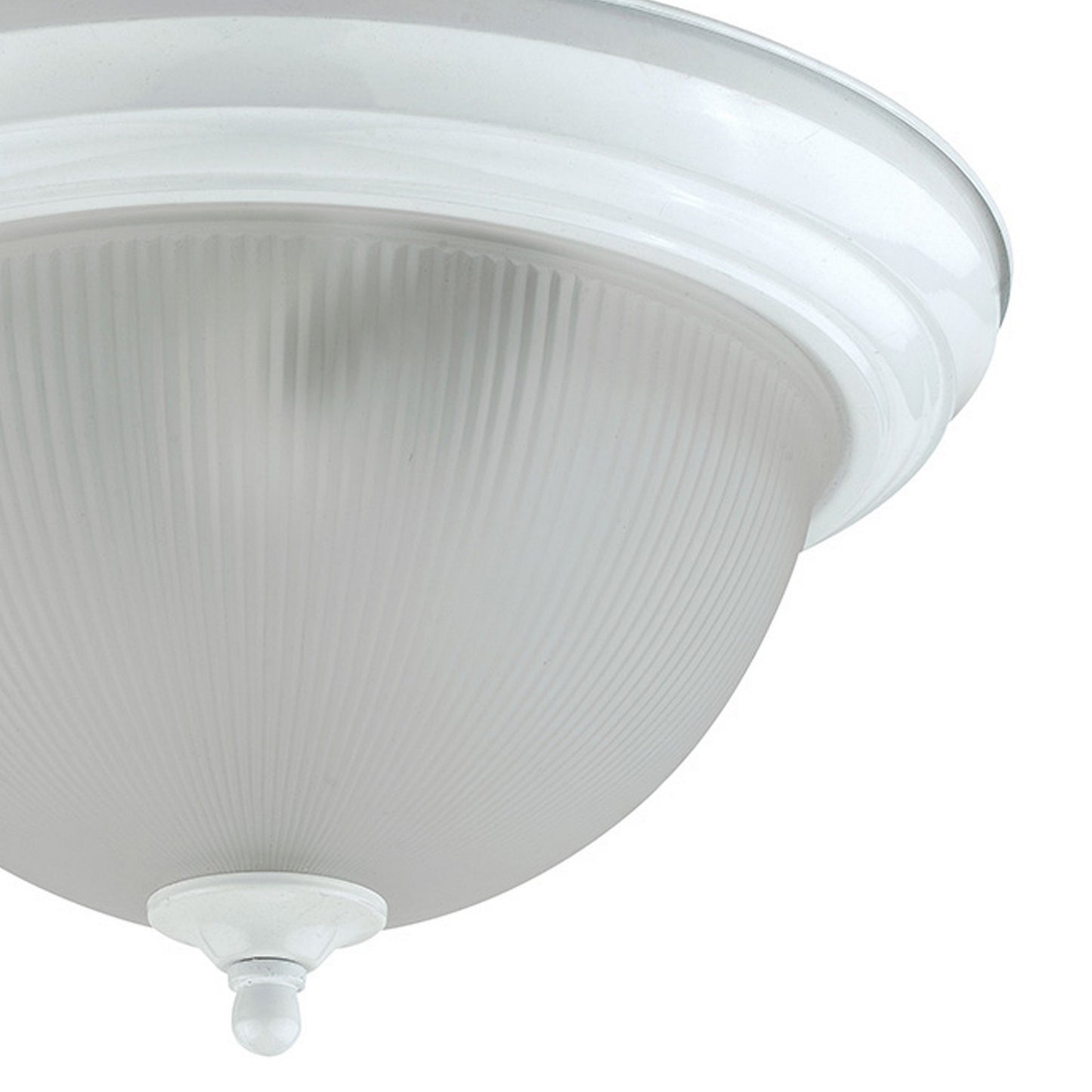 Metal Ceiling Lamp with Dome Shaped Shade and Finial Top Clear and White
