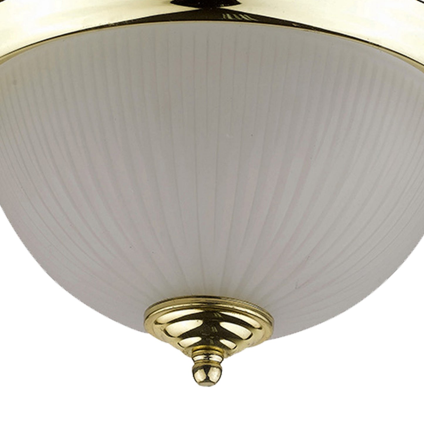 Metal Ceiling Lamp with Dome Shaped Shade and Finial Top Clear and Gold