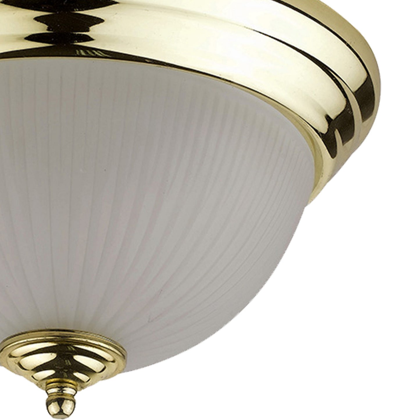 Metal Ceiling Lamp with Dome Shaped Shade and Finial Top Clear and Gold