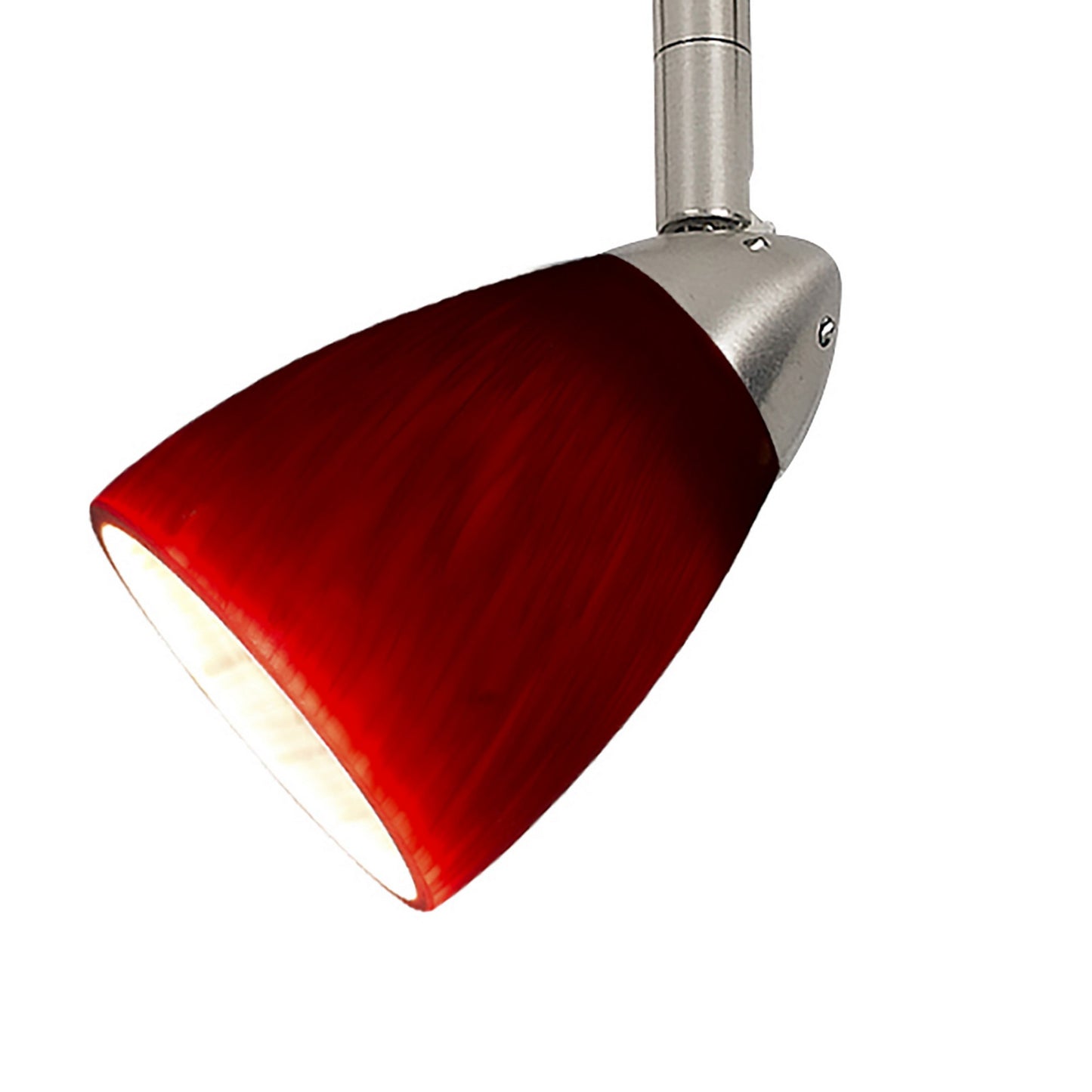 Hand Blown Glass Shade Track Light Head with Metal Frame Red and Silver