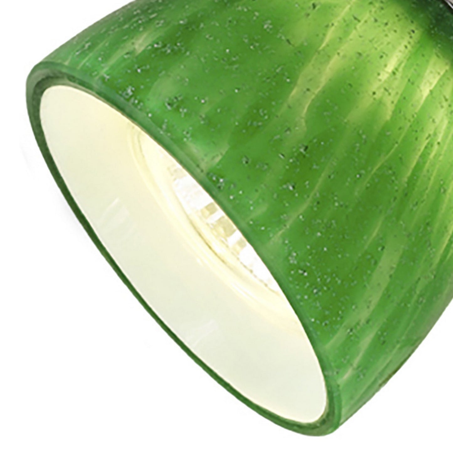 Hand Blown Glass Shade Track Light Head with Metal Frame Green